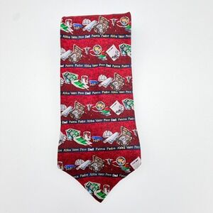 UNICEF Mens Silk Necktie Red Dad Father Languages Professions Novelty Silk Tie